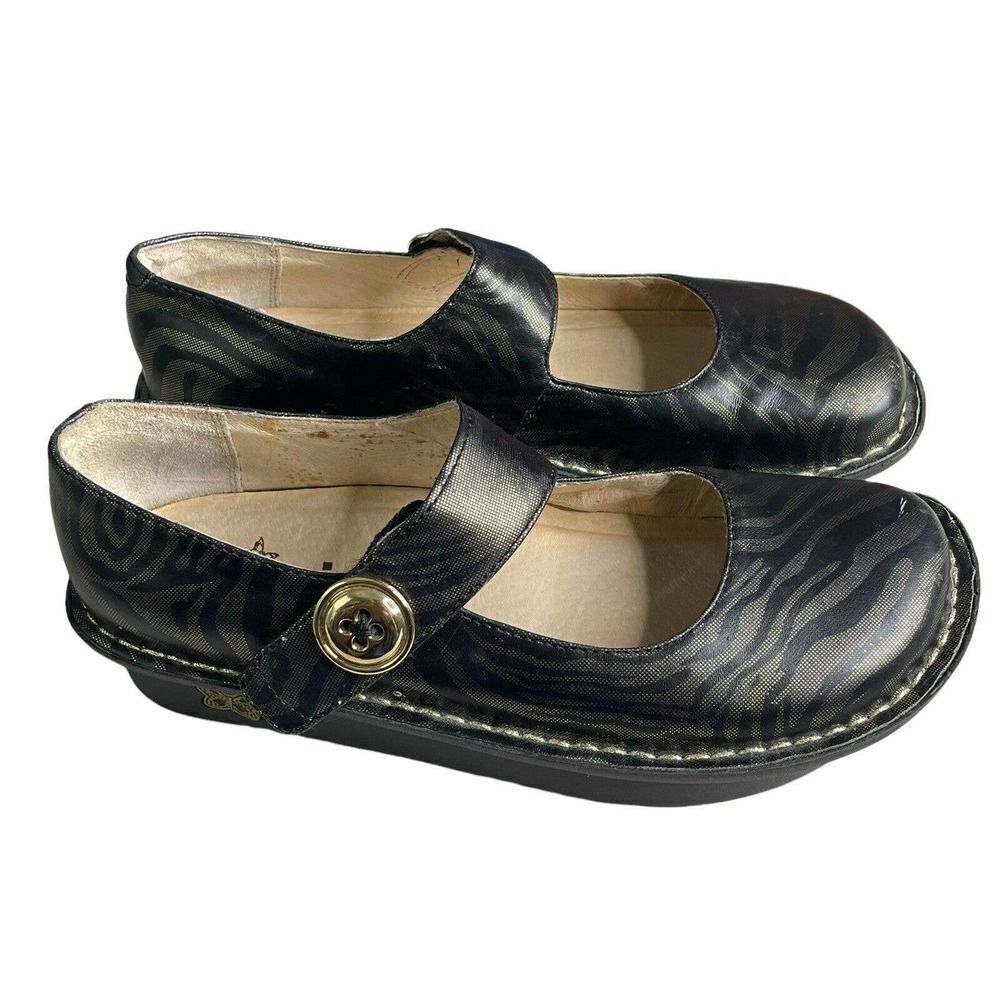 Alegria PG Lites Paloma Leather Mary Jane PAL 421 EUR 37 US 7-7.5 Zebra Metallic